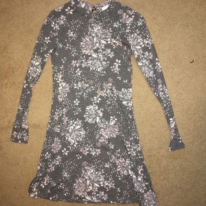 Floral Grey Long Sleeve Dress